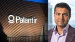 A split image with the Palantir logo and CTO Shyam Sankar