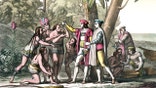 Illustration of Columbus arriving to Americas