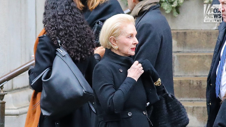 Carolina Hererra at Tatiana Schlossberg's funeral in New York.
