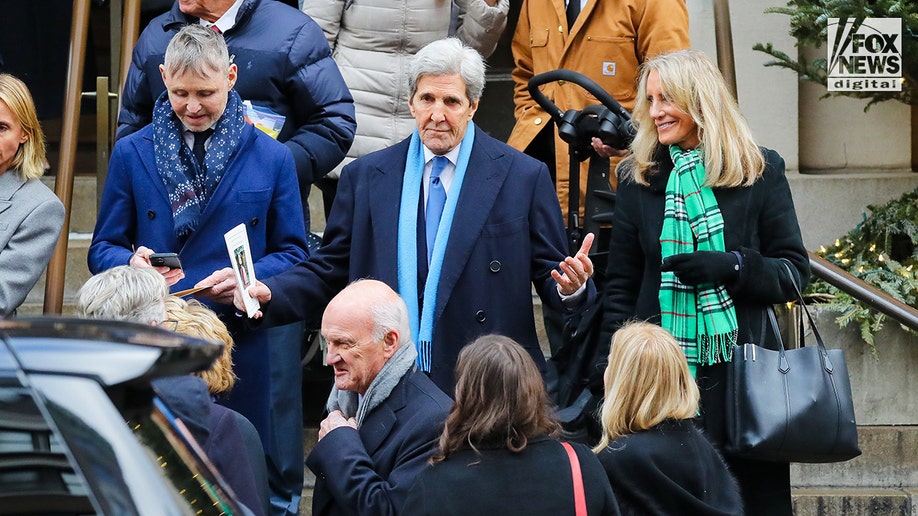 John Kerry leaves Tatiana Schlossberg's funeral in New York.