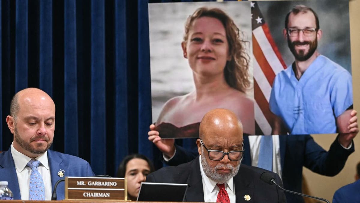 Photos of two Minneapolis residents killed during immigration enforcement actions displayed during a House Homeland Security hearing.