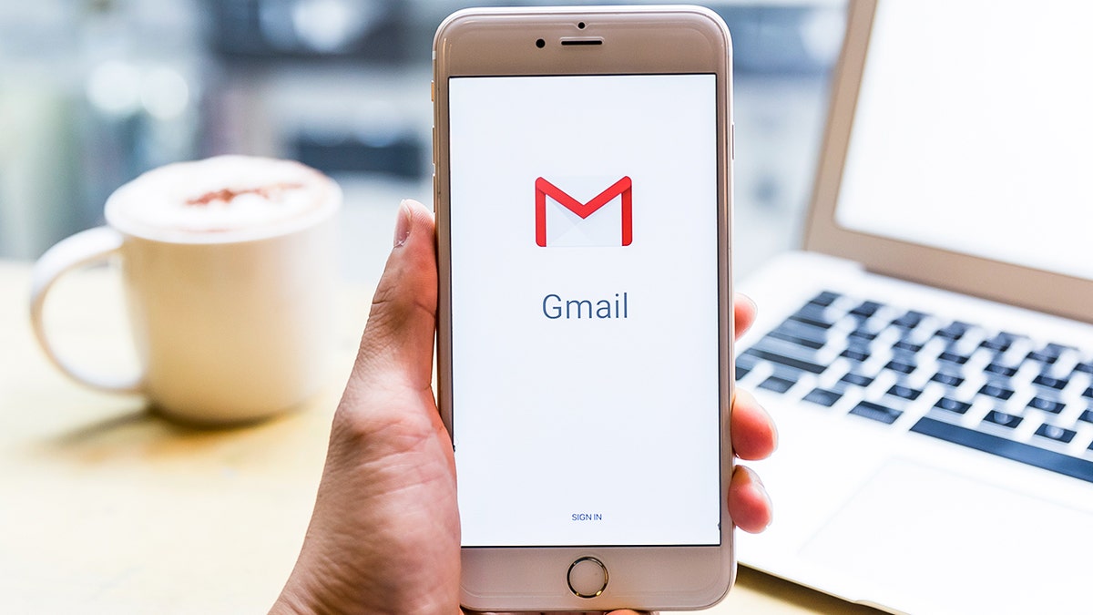 Email app opened up on a smartphone screen.