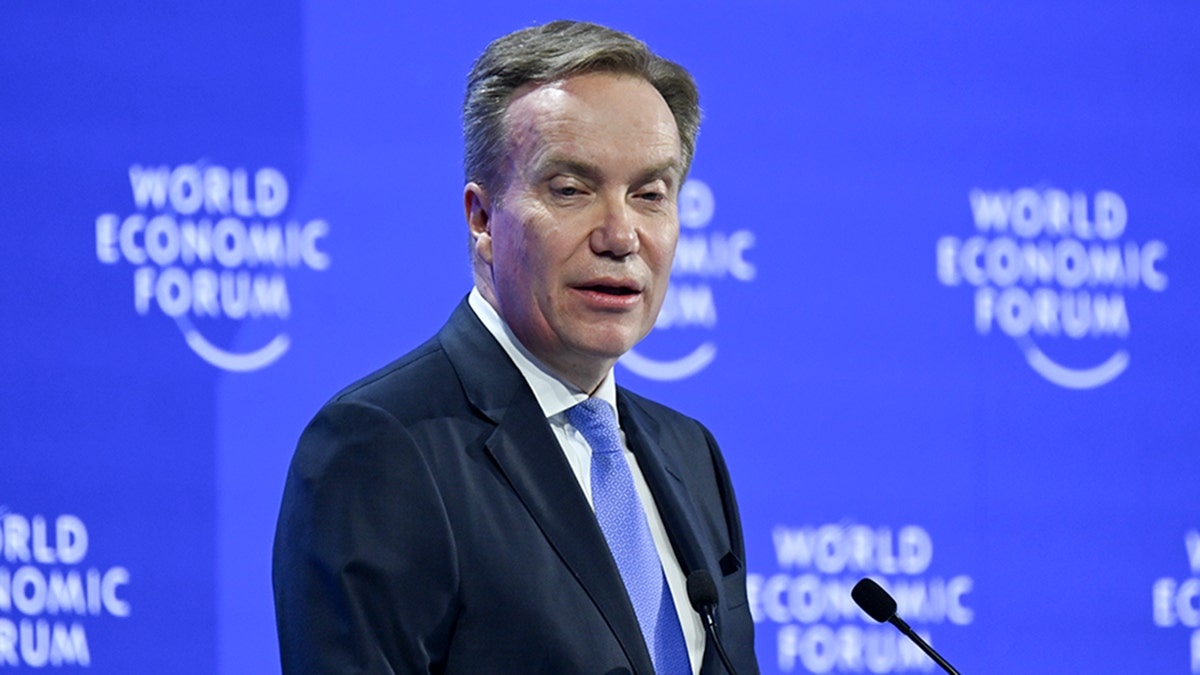 World Economic Forum (WEF) President Borge Brende delivers a speech at the World Economic Forum Annual Meeting held in Davos, Switzerland on Jan. 20, 2026. 