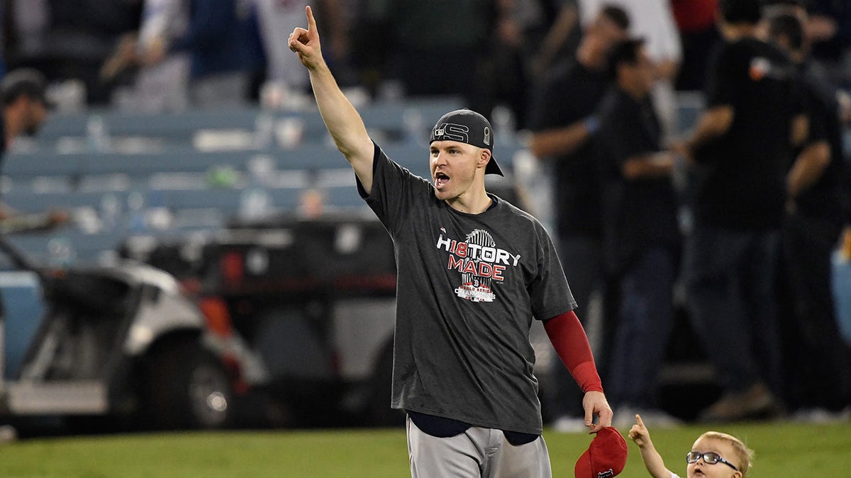 Brock Holt celebrating World Series