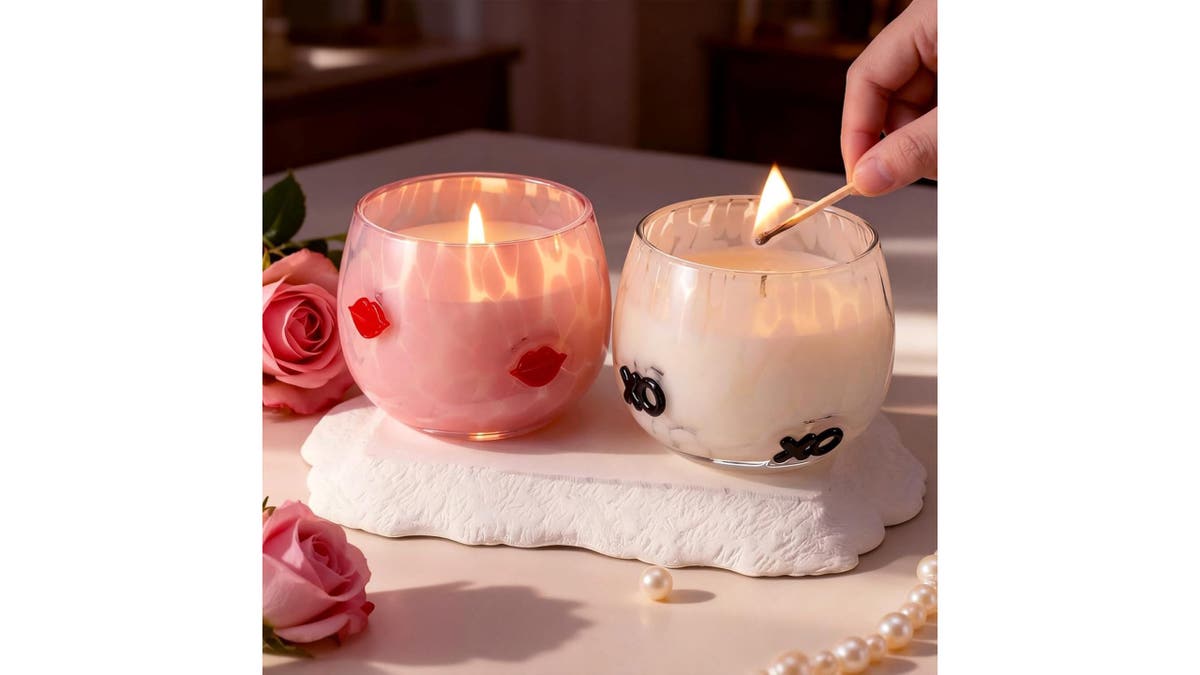 Light up these floral scented candles to set the mood.