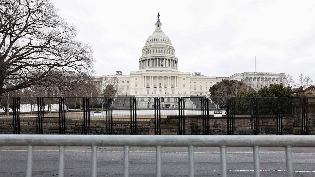 Security fencing surrounds the U.S. Capitol ahead of the State of the Union address, in Washington, D.C., U.S., February 23, 2026.