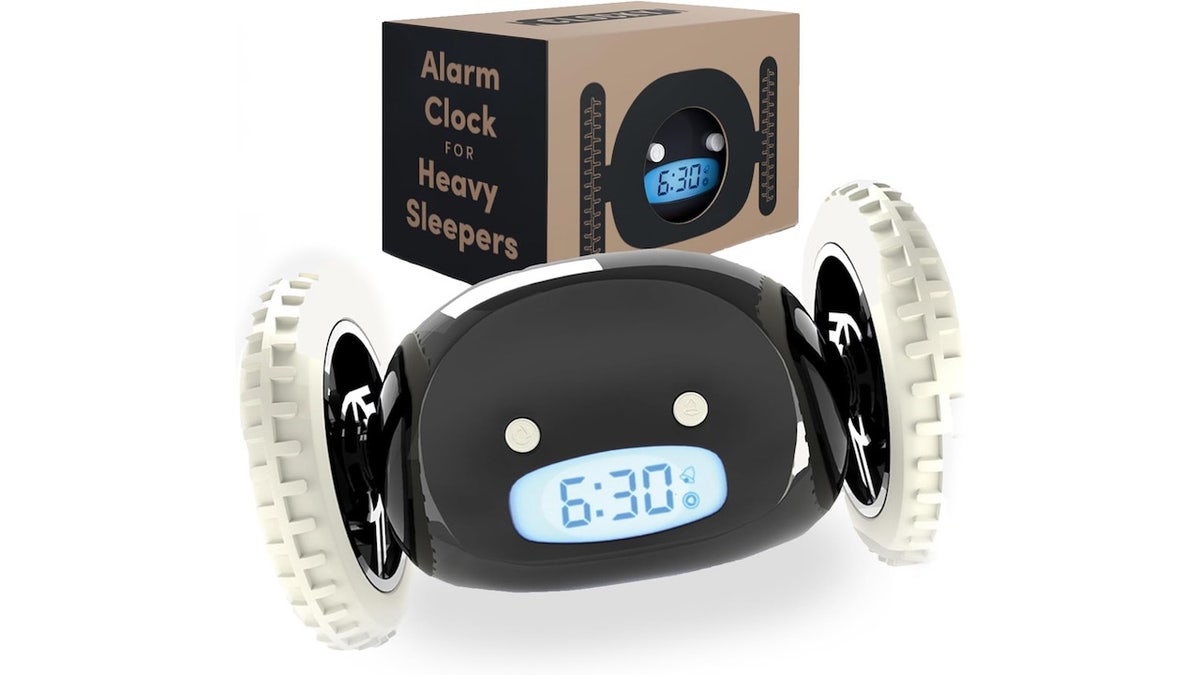 You’ll have to chase this alarm clock to turn it off.