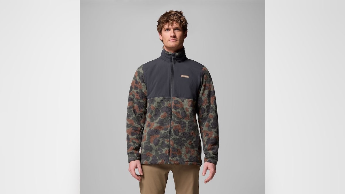 Soft and water-resistant, this jacket holds up against wet weather.