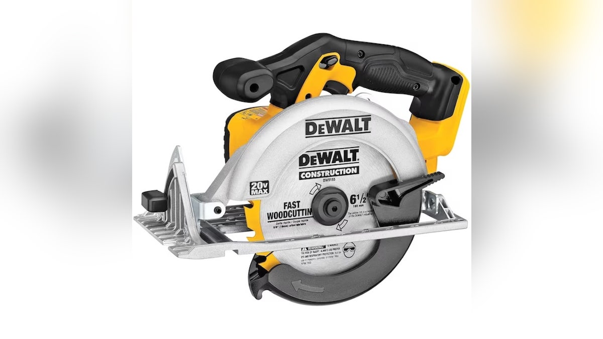 A circular saw makes quick work of straight cuts.