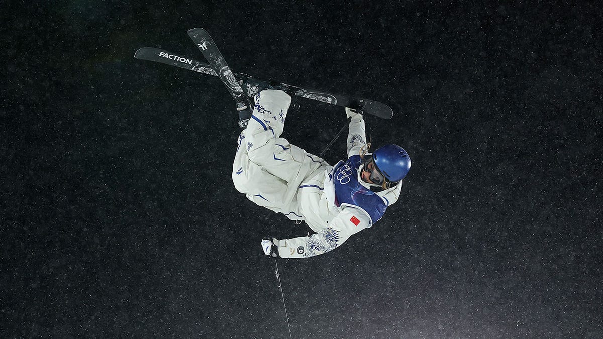 Eileen Gu of China competes in run two of the Women's Freeski Big Air Final on day ten of the Milan Cortina 2026 Winter Olympic Games at Livigno Snow Park on Feb. 16, 2026 in Livigno, Italy. 