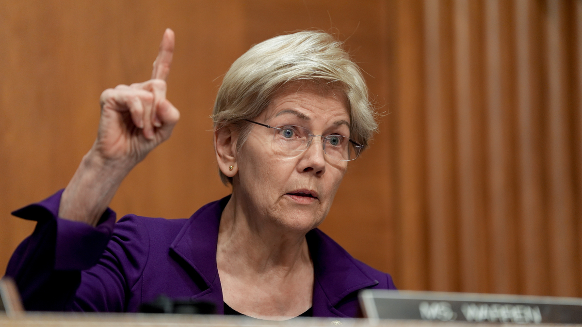 Elizabeth Warren speaking during a Senate Banking, Housing, and Urban Affairs Committee hearing.