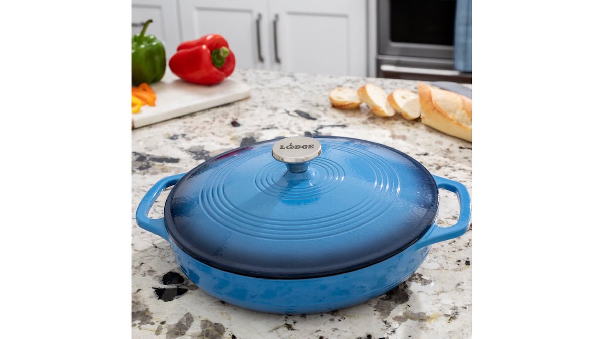 Get a cast iron braiser in bright or neutral colors.