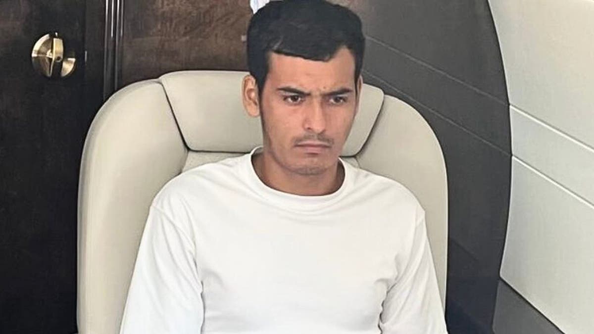 Man in handcuffs sits in a seat while in custody during extradition to the United States.