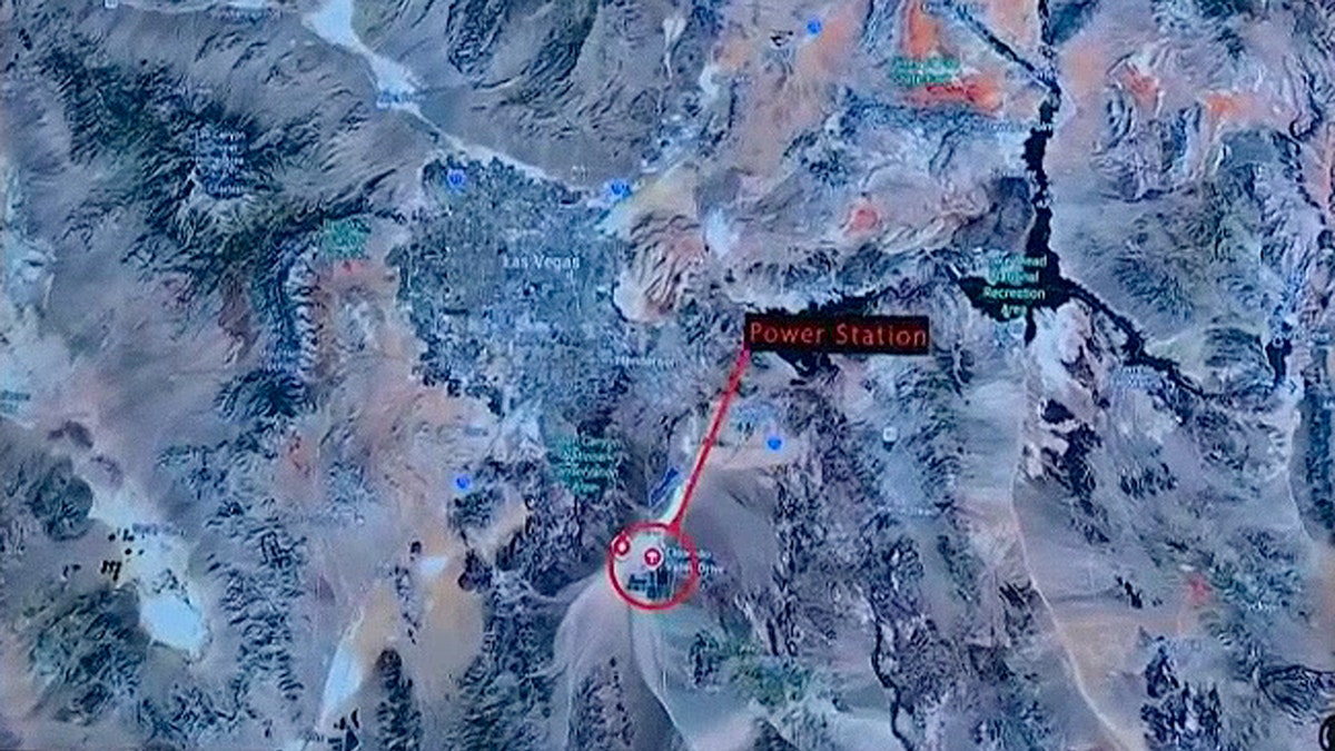 Mapa da usina onde um homem colidiu em Boulder City