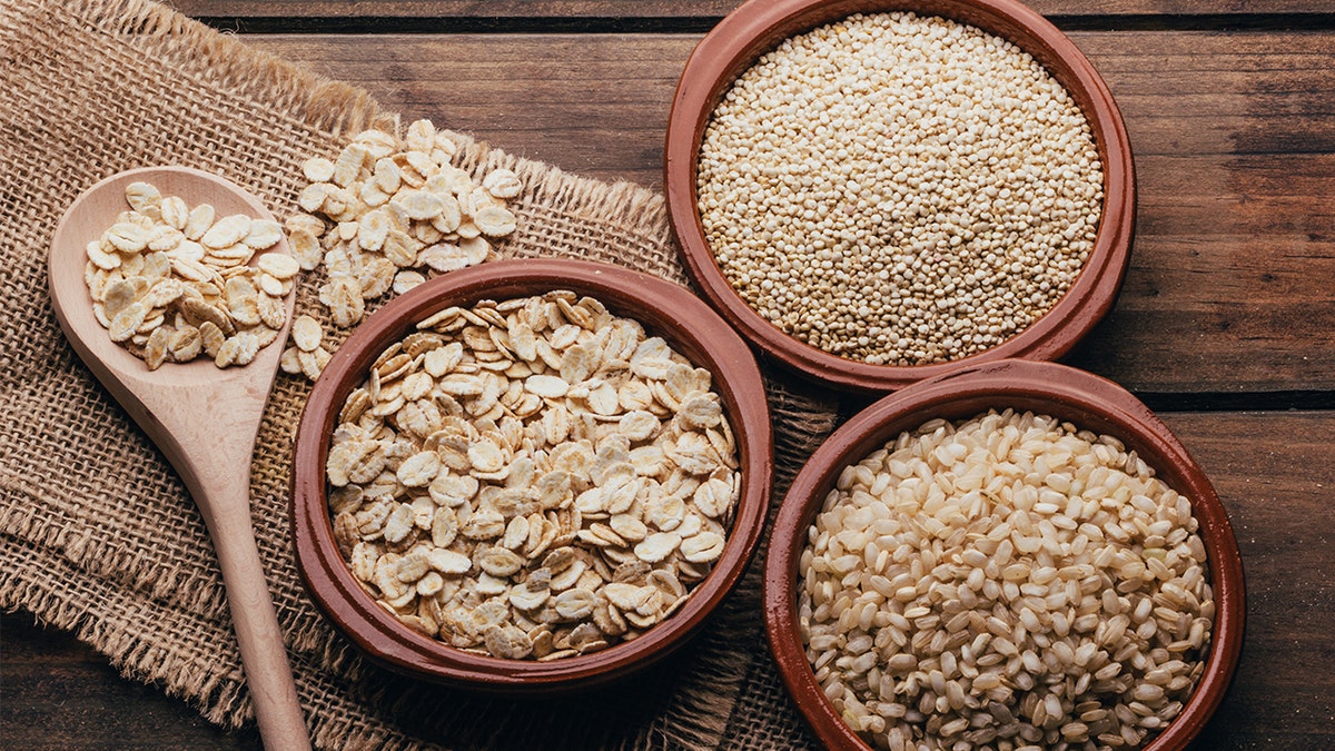 Variety of whole grains including oats, quinoa