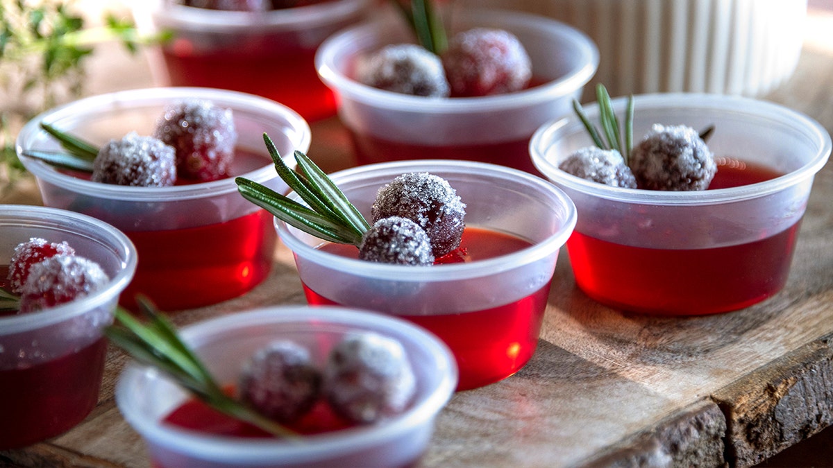 Winter-y cranberry Jell-O shot