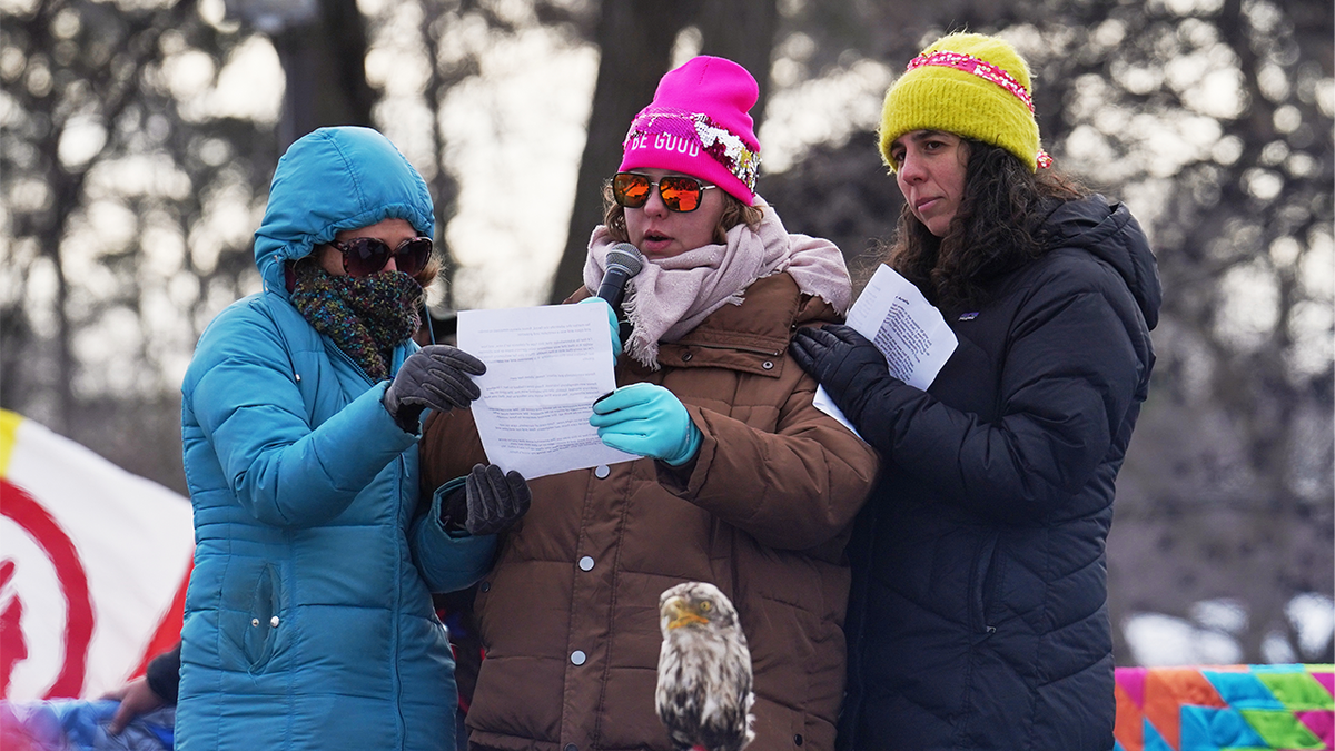 Renee Good's sister speaks at a public memorial ceremony for Renee Good on Saturday, Feb. 7, 2026, in Minneapolis.