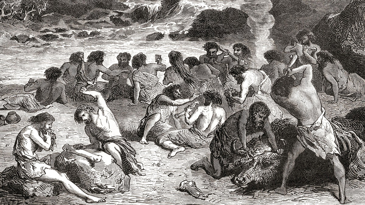 Drawing of ancient neanderthals