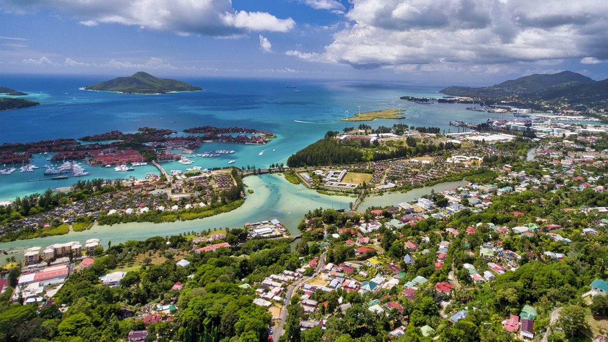 island of Seychelles aerial view