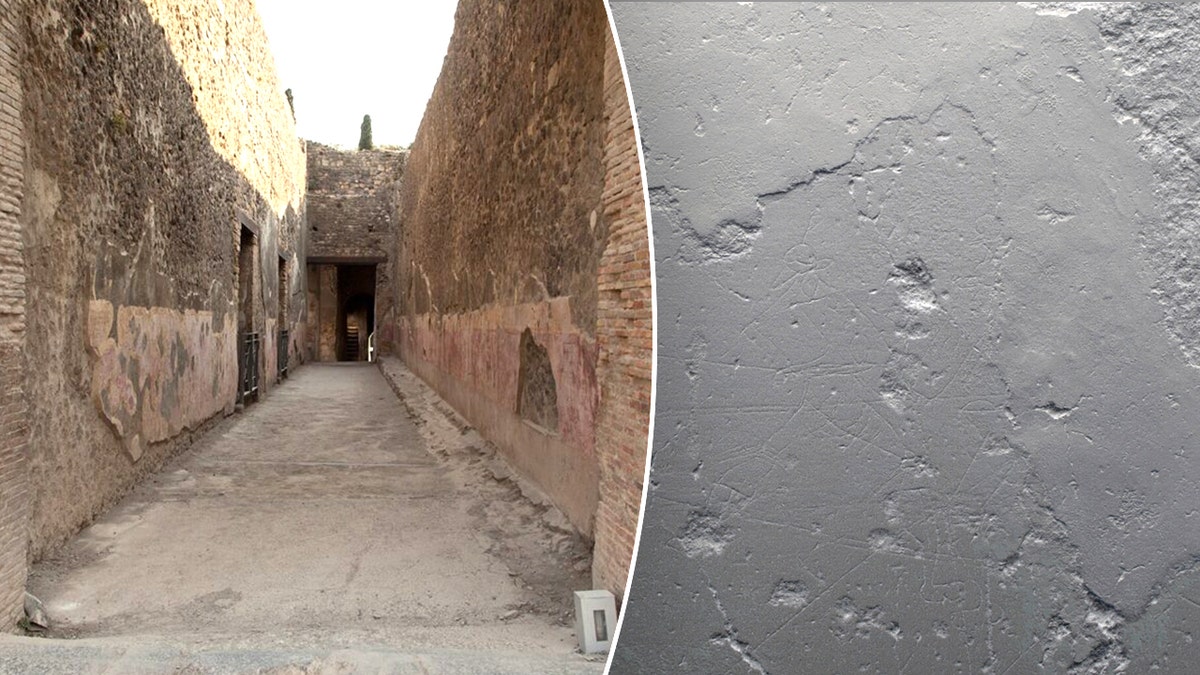 View of corridor, ancient inscriptions