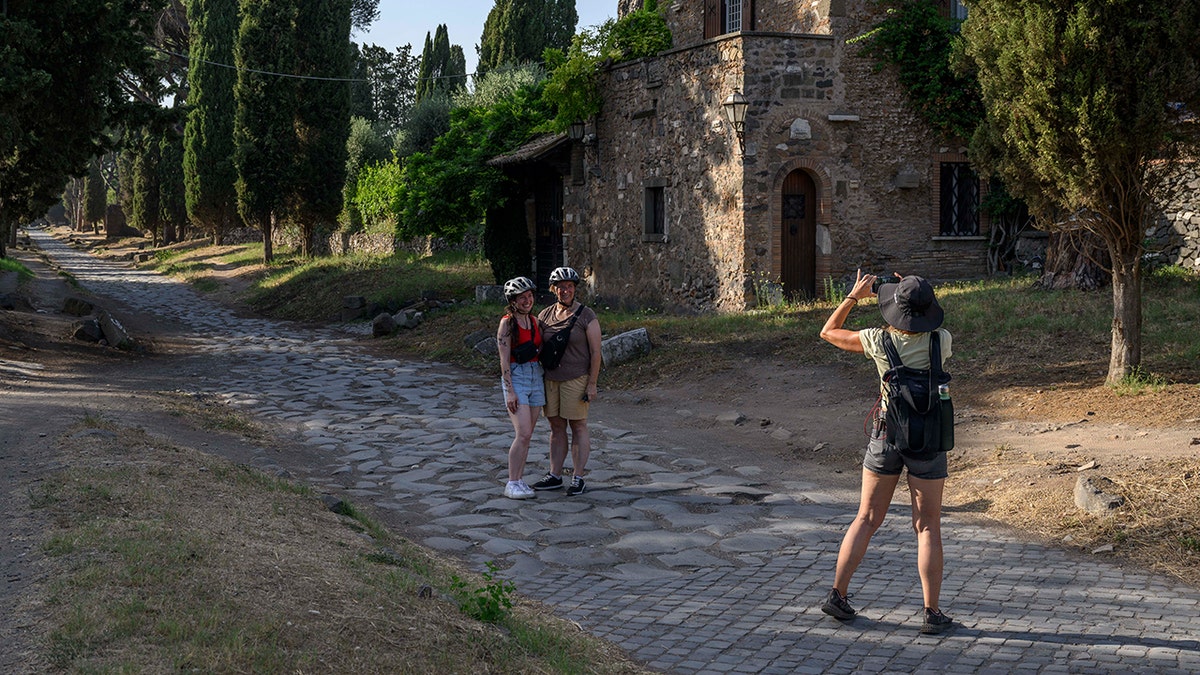 Tourists getting pics on Appian Way