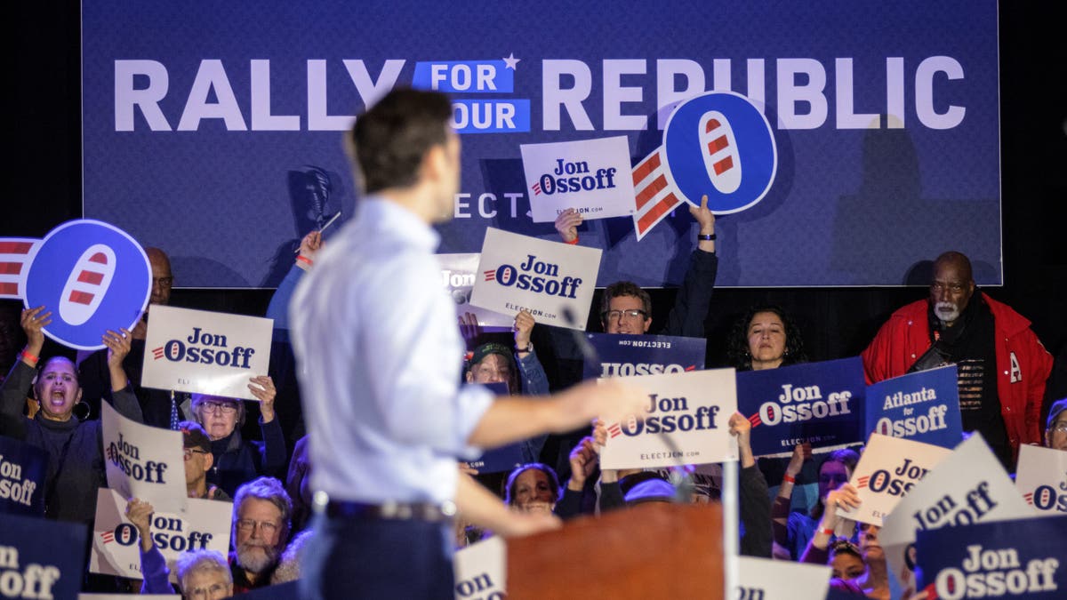 Sen. Jon Ossoff, D-Ga., holds a rally on Saturday, Feb. 7, 2026 in metro Atlanta