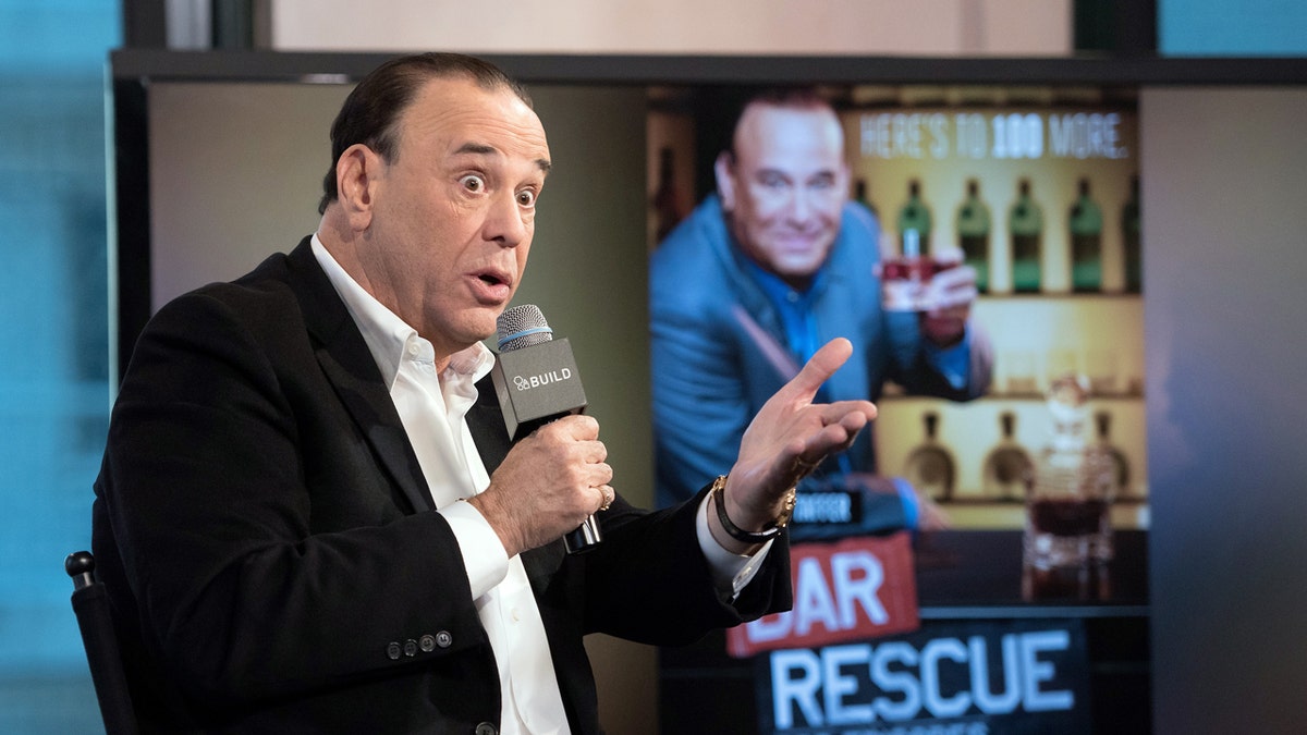 Jon Taffer seated during a discussion at the AOL Build series in New York City.