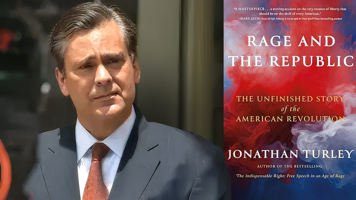 A split image with Jonathan Turley and the cover of his new book.