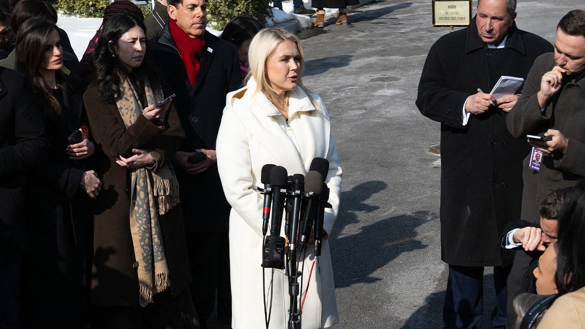White House press secretary Karoline Leavitt speaks to media