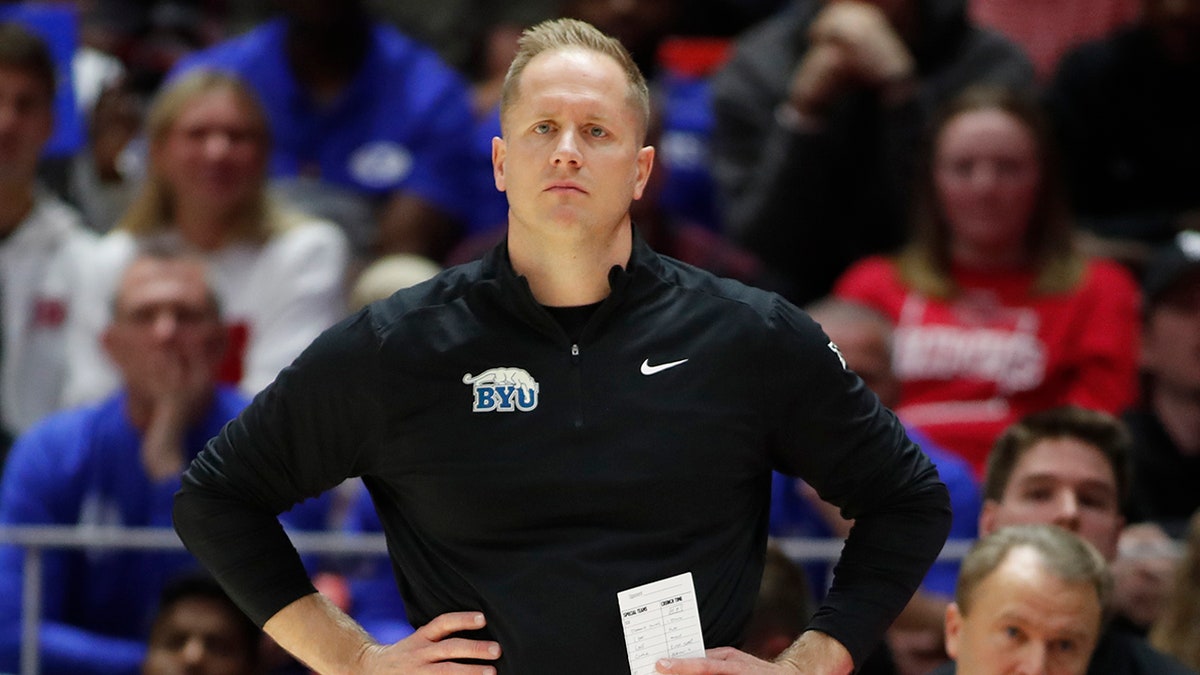Kevin Young coaches a BYU game
