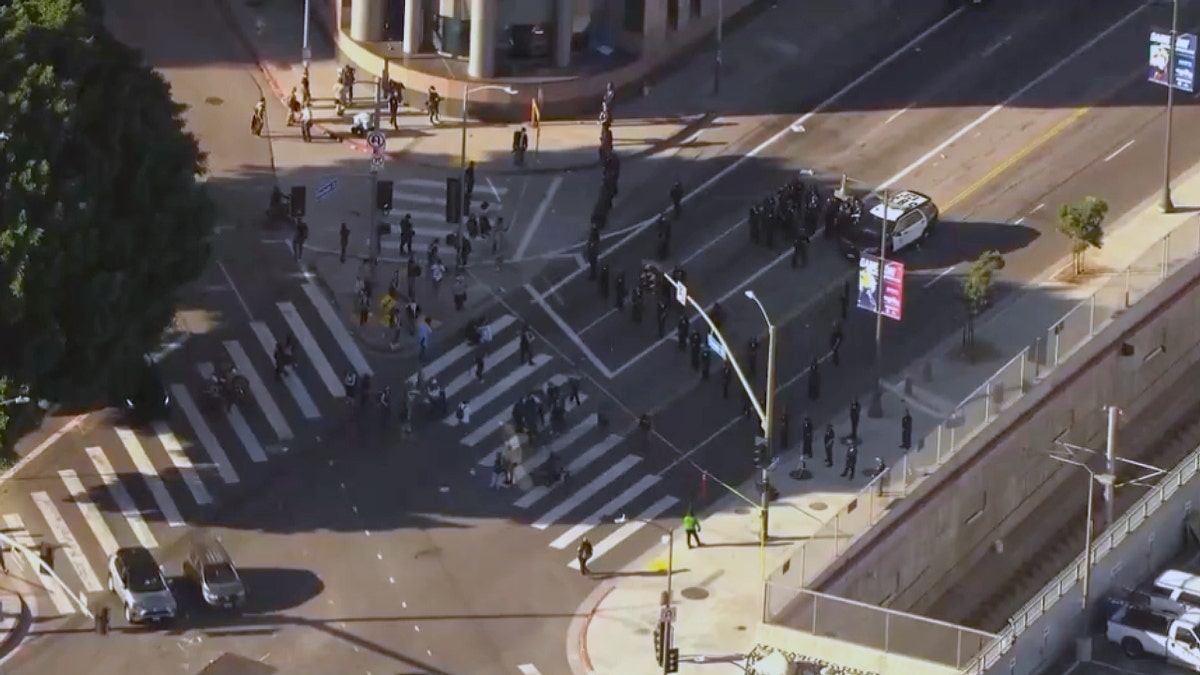 Protesters face off against police in Los Angeles