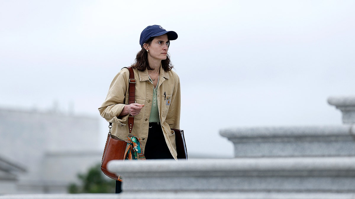 Rep. Marie Gluesenkamp-Perez, D-Wash., walks up the steps of the U.S. Capitol