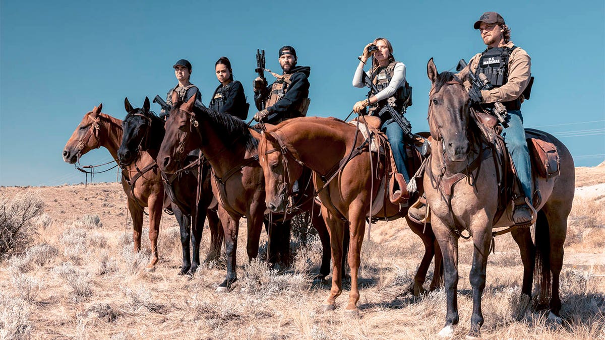 The cast of Marshals on horseback 
