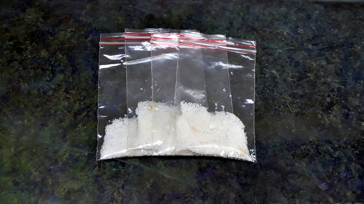 Methampetamine in plastic packaging