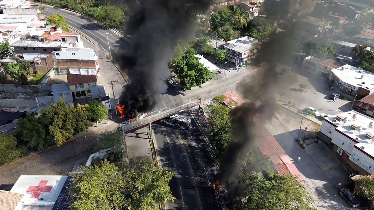 Smoke billows, following a military operation in which a government source said Mexican drug lord Nemesio Oseguera, known as "El Mencho," was killed, in Puerto Vallarta