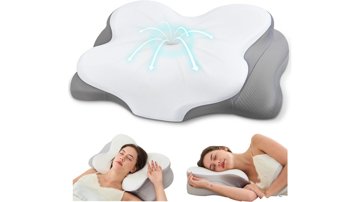 Sleep comfortably with this neck-cradling pillow.