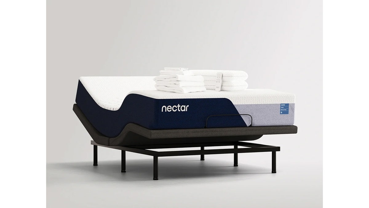 This bundle includes a mattress, bedding and an adjustable base.