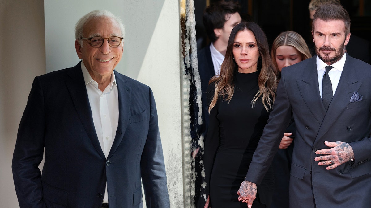 A split of Nelson Peltz and Victoria and David Beckham.