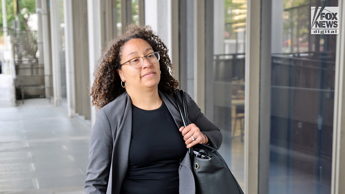 Nick Reiner's attorney Kimberly Greene walking into a Los Angeles courthouse