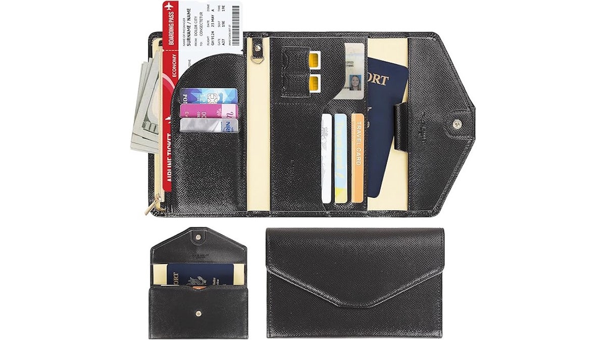This passport wallet keeps everything together in one spot.