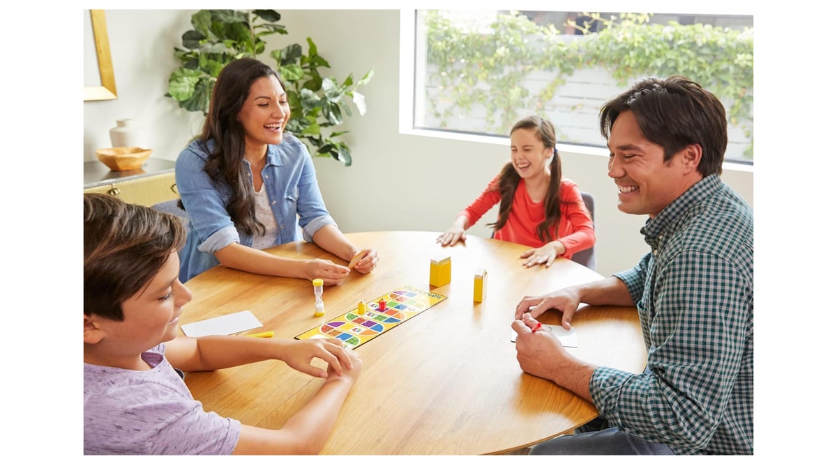 Race to guess the drawing on the board in this family fun game.
