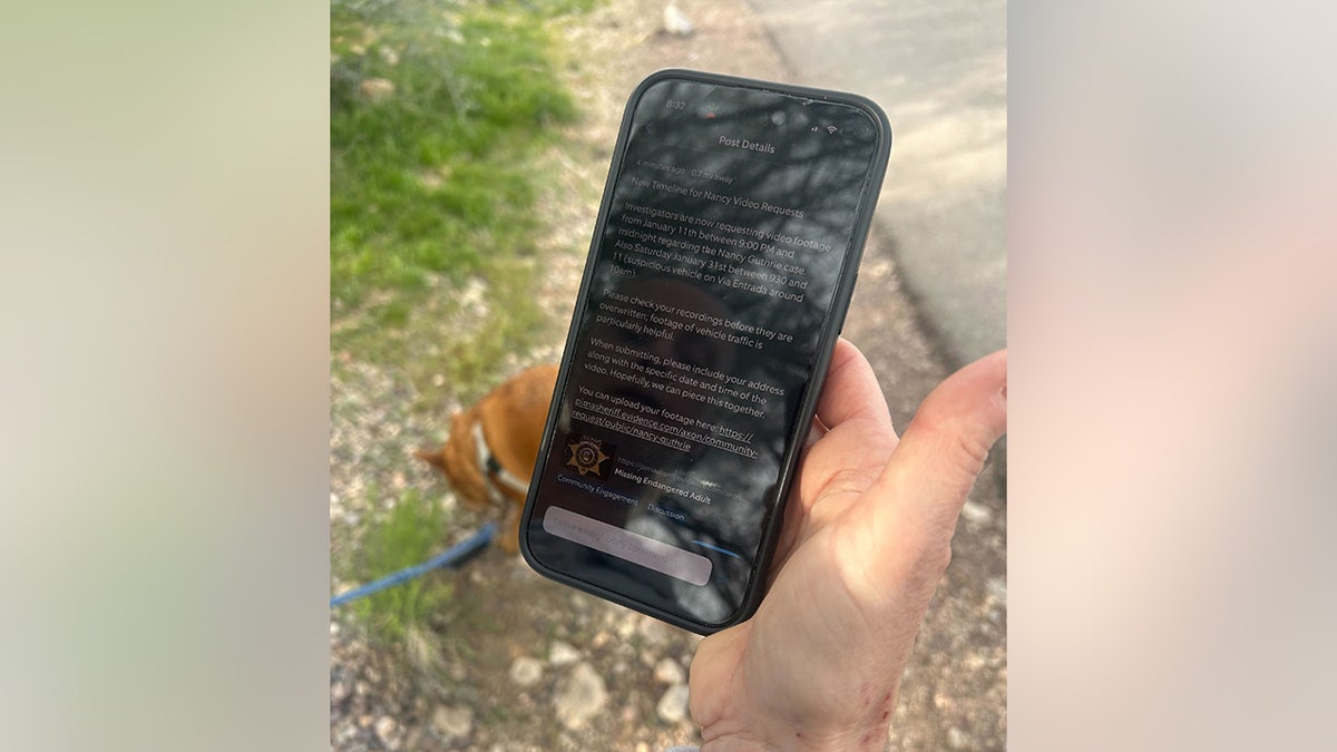 Screenshot of phone showing alert from investigators.