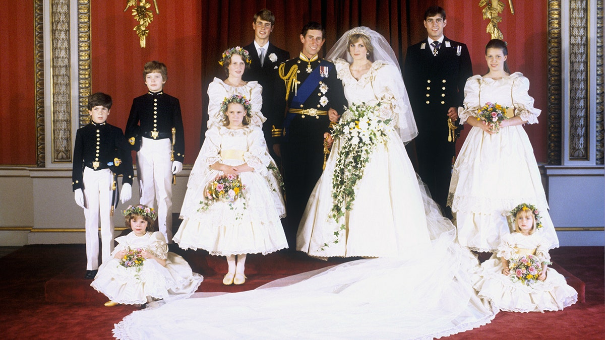 A portrait of the royal family at King Charles and Princess Diana's wedding in 1981.
