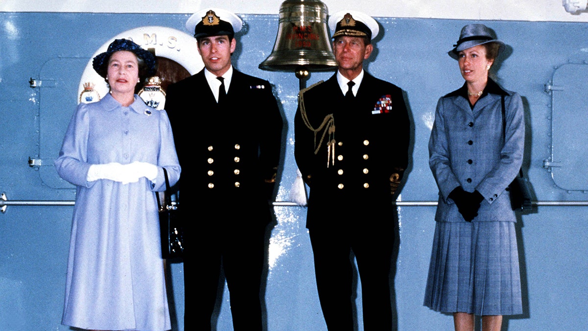 Queen Elizabeth, Prince Andrew, Prince Philip and Princess Anne in 1982.