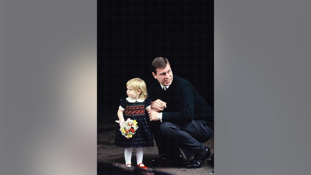 Prince Andrew bringing Princess Beatrice to the hospital to meet her baby sister.