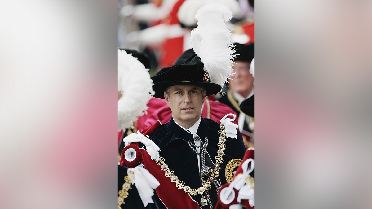 Prince Andrew dressed in uniform for the Order of the Garter Service in 2006.