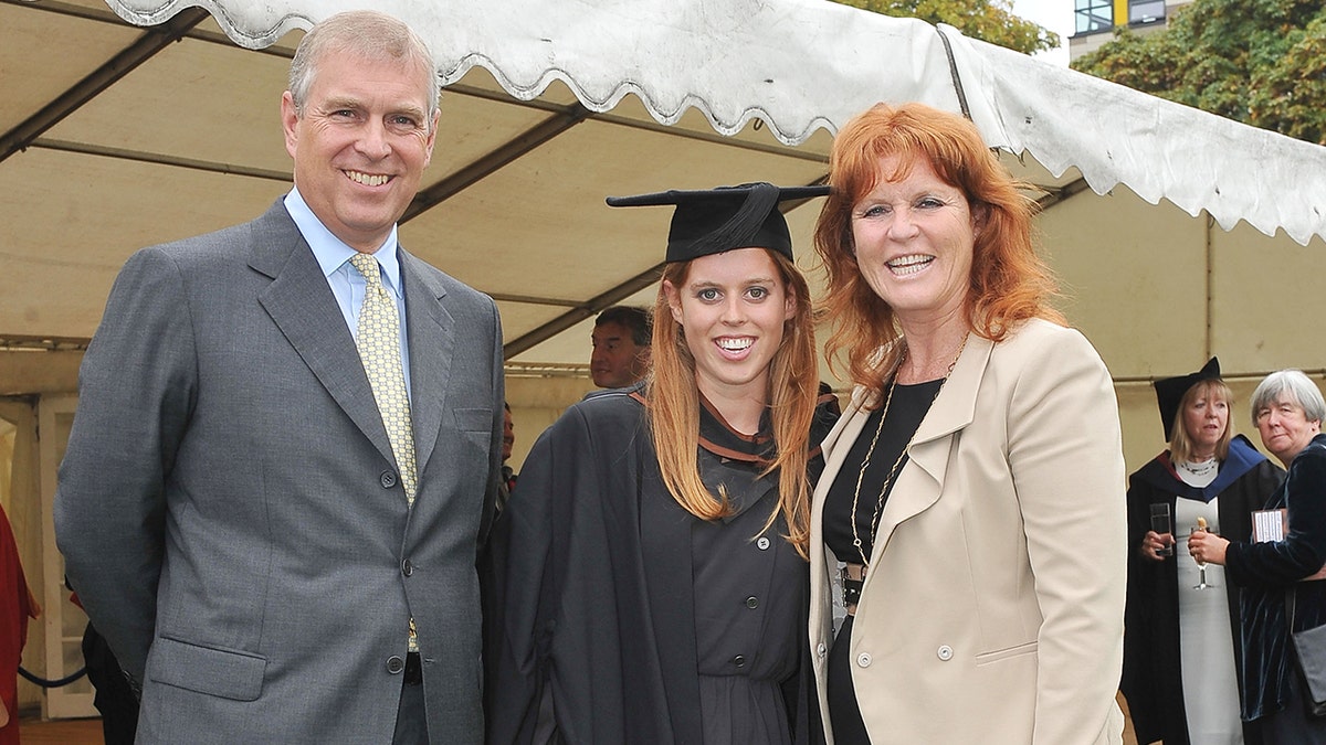 Prince Andrew, Princess Beatrice and Sarah Ferguson at Beatrice's college graduation in 2011.