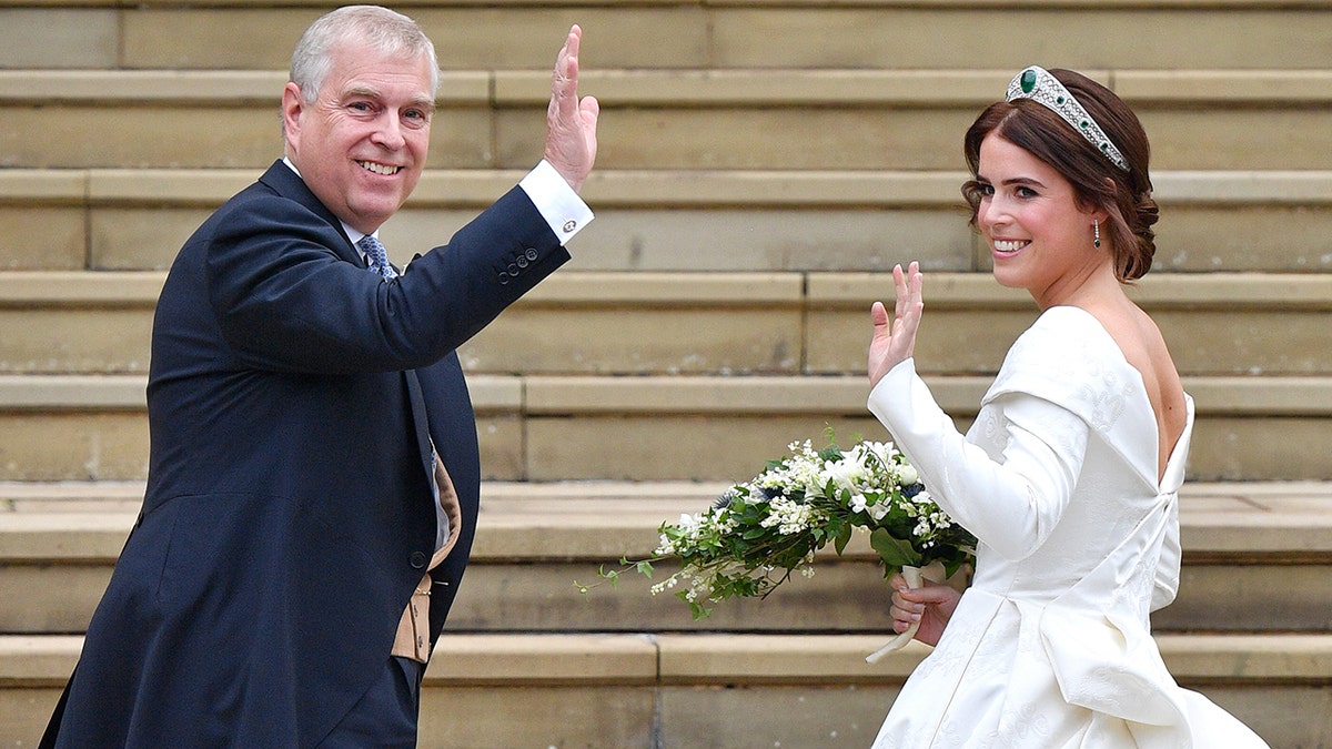 Prince Andrew and Princess Eugenie on her wedding day in 2018.
