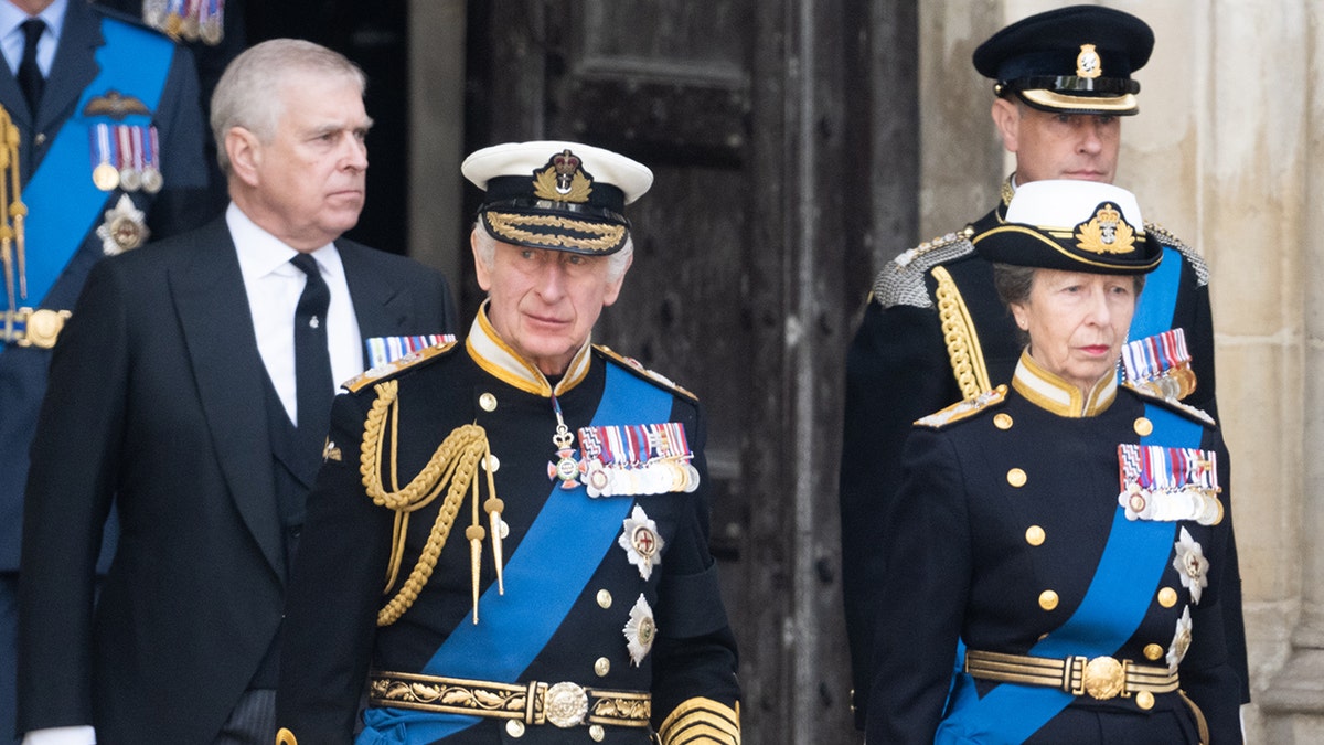 Prince Andrew and his siblings at Queen Elizabeth's funeral in 2022.