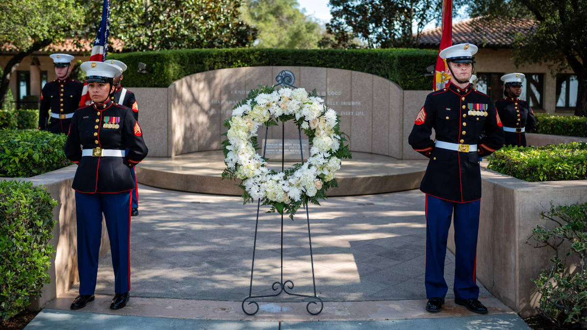 marines at reagan memorial site